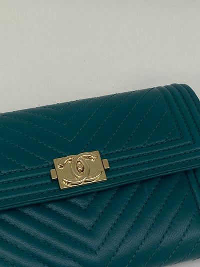Chanel Boy Wallet Dark Green - SOLD