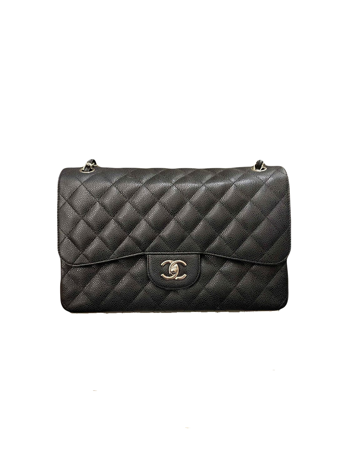 Chanel Classic Jumbo Flap Black Caviar Leather SHW (OE)