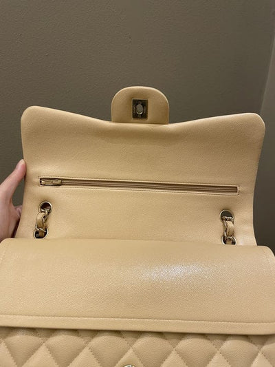 Chanel Classic  Jumbo Flap Beige Caviar GHW (OE)