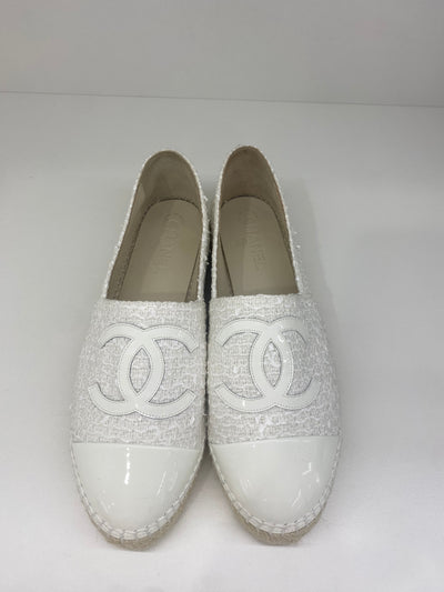Chanel White Tweed Espadrilles - Size 41