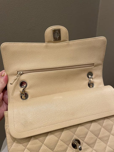 Chanel Classic Medium Flap Beige Caviar SHW (OE)