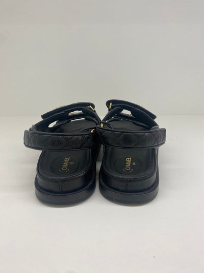 Chanel Black Caviar Dad Sandals 41 SOLD