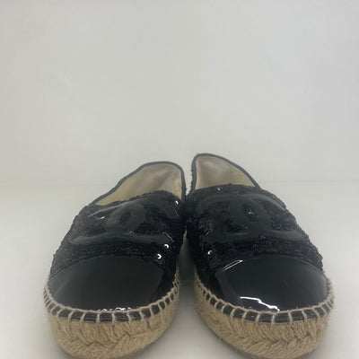 Chanel Black Sequin Espadrilles - Size 38