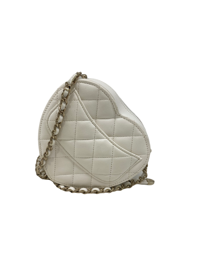 Chanel Small Heart Bag White GHW