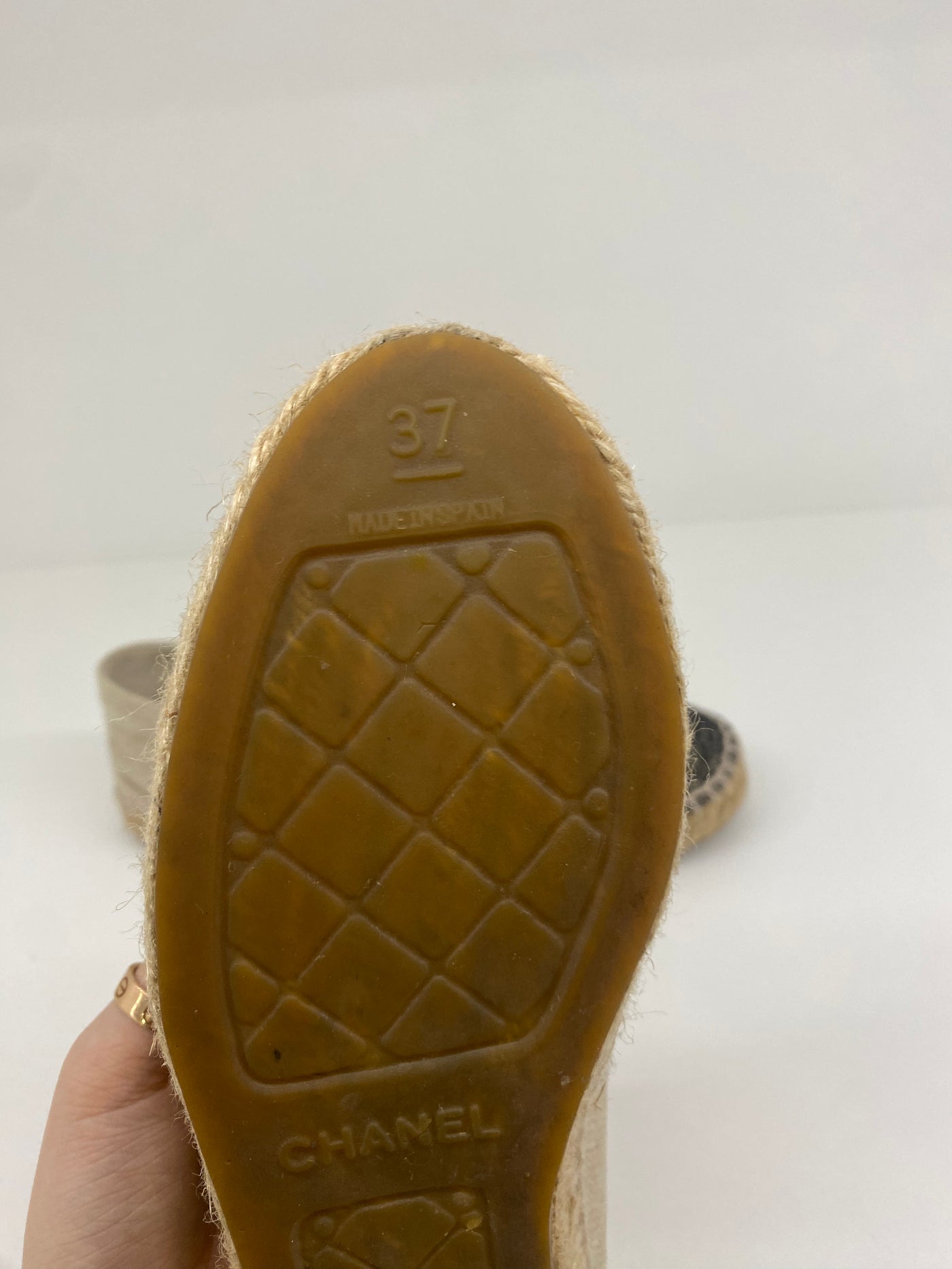 Chanel Fabric Espadrilles with Sequin CC Size 37 OE PH