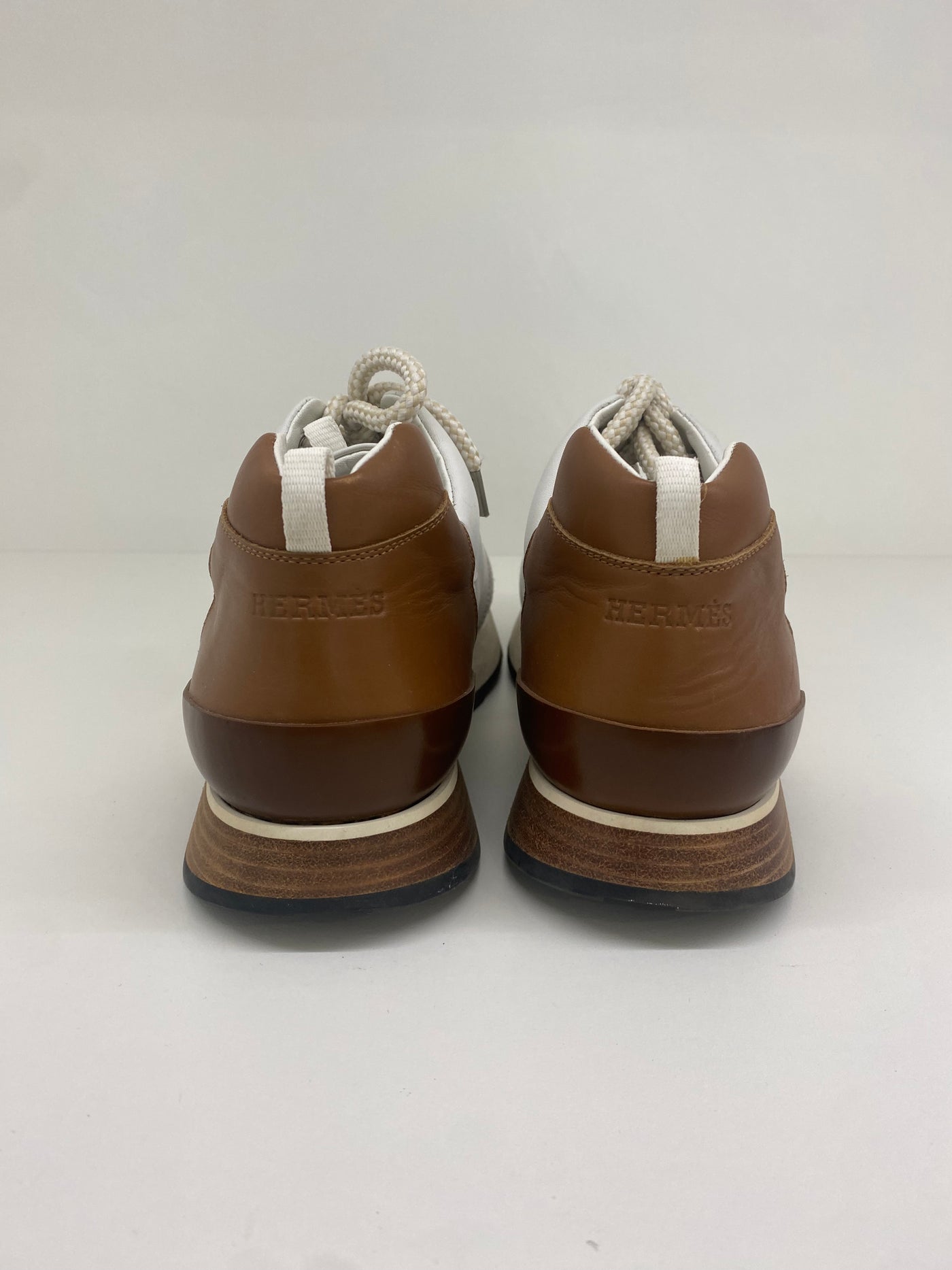 Hermes Brown and White Sneakers - Size 40.5