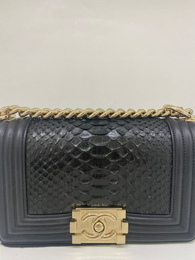 Chanel Boy Bag Black Python Size Small - SOLD