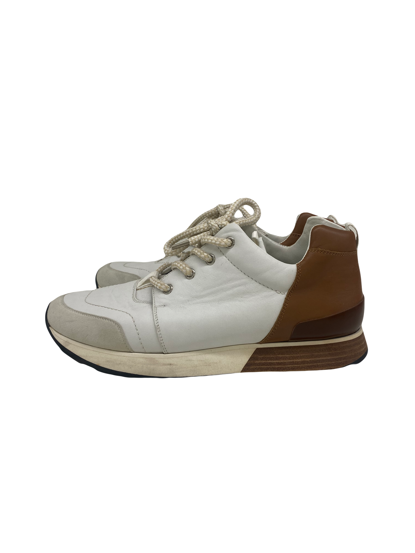 Hermes Brown and White Sneakers - Size 40.5