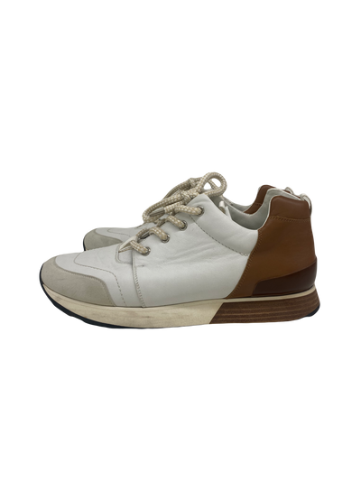 Hermes Brown and White Sneakers - Size 40.5