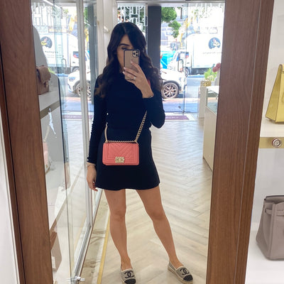Chanel Boy Bag Small Peach Caviar CGHW - SOLD