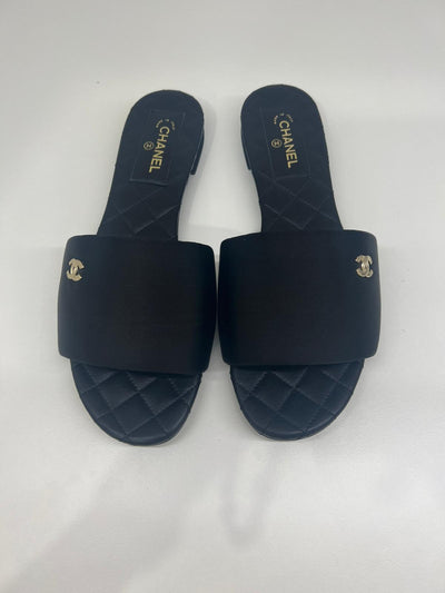 Chanel Black Satin Slides 39 - SOLD