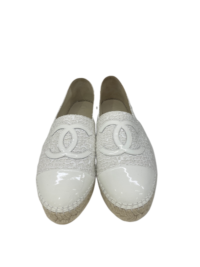 Chanel White Tweed Espadrilles - Size 41