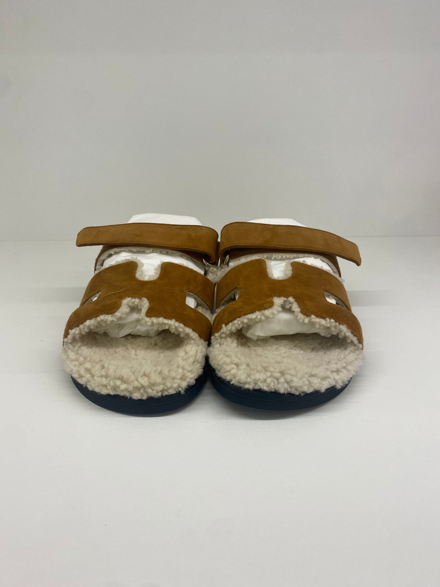 Hermes Chypre Sandals Shearling Tan - Size 41