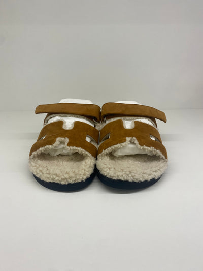 Hermes Chypre Sandals Shearling Tan - Size 41