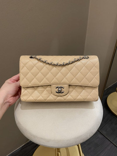 Chanel Classic Medium Flap Beige Caviar SHW (OE)