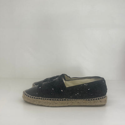 Chanel Black Sequin Espadrilles - Size 38