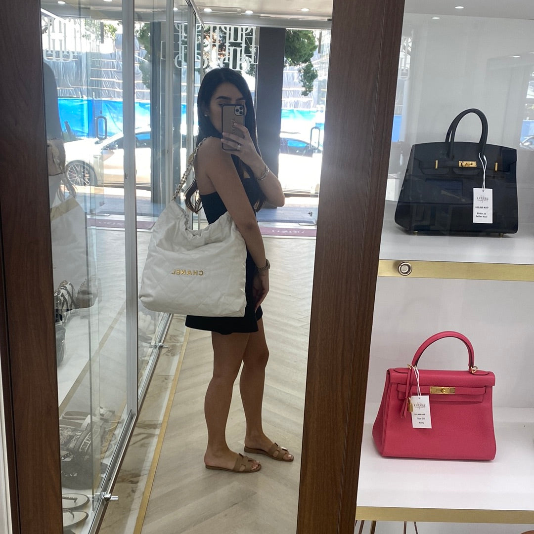 Chanel Large 22 White Bag GHW PH Luxury Consignment
