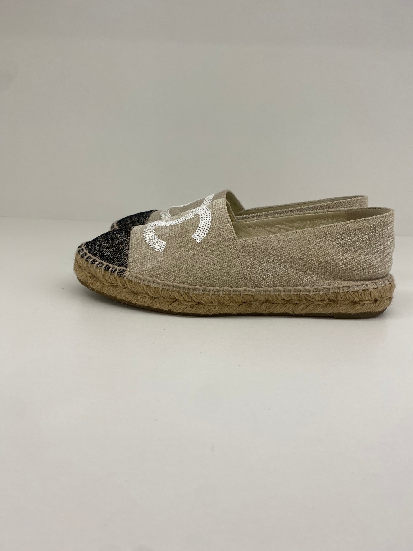 Chanel Fabric Espadrilles with Sequin CC - Size 37 (OE)