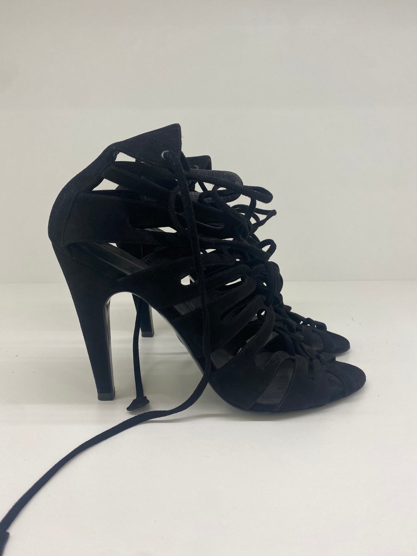 Hermes Black Lace Up Heels - Size 41