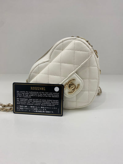 Chanel Small Heart Bag White GHW