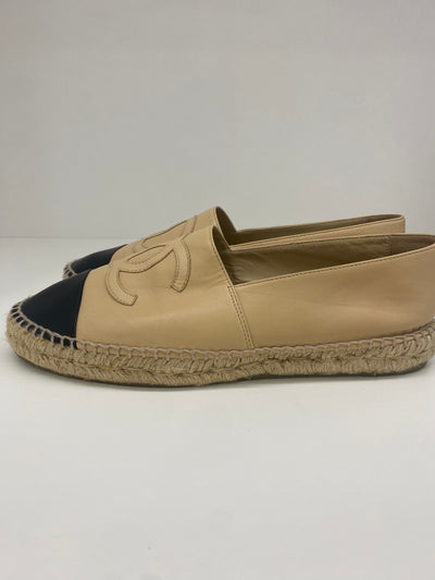 Chanel Beige and Black Espadrilles Size 41 - SOLD