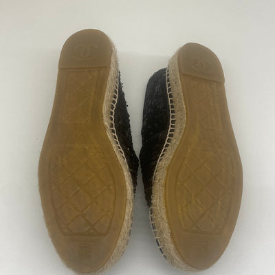 Chanel Black Sequin Espadrilles - Size 38