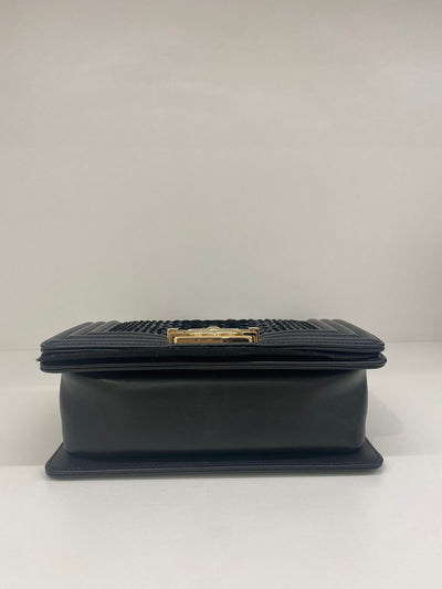 Chanel Boy Bag Black Python Size Small - SOLD