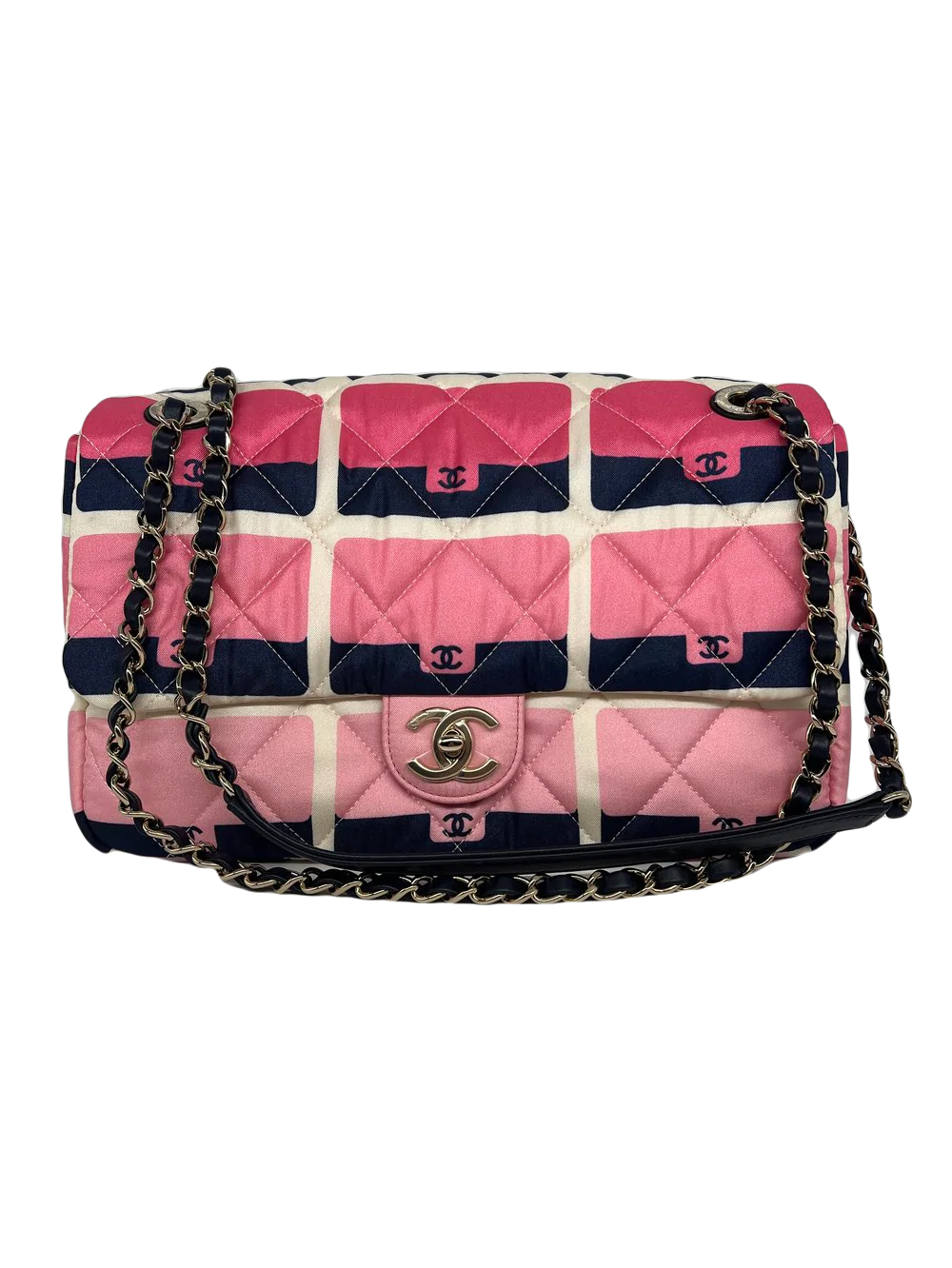 Chanel Nylon Flap Bag Pink Fabric GHW