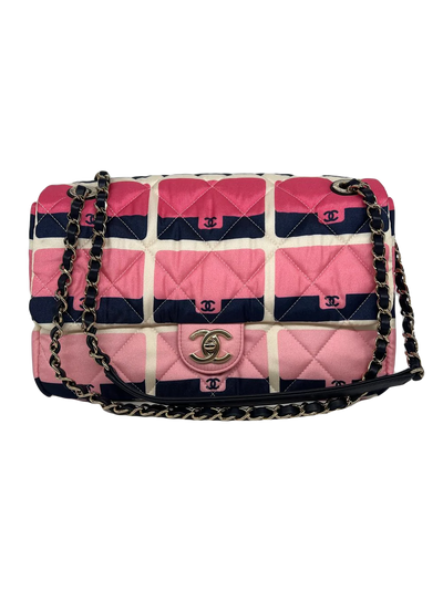 Chanel Nylon Flap Bag Pink Fabric GHW