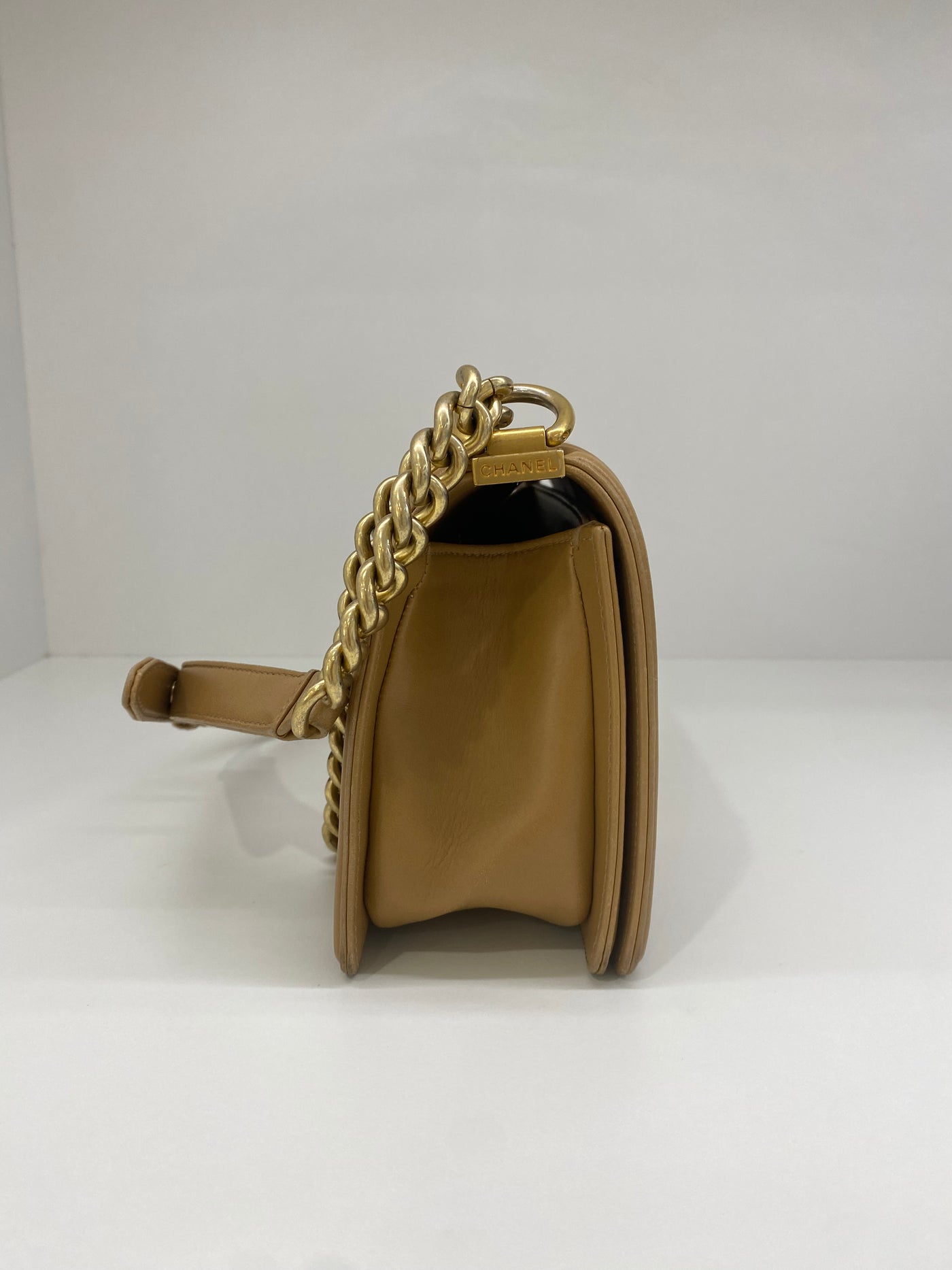 Chanel Tweed Medium Boy Bag Beige & Orange