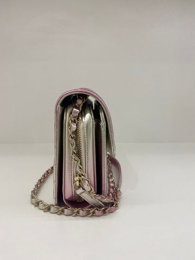 Chanel Large Like A Wallet Metallic Pink