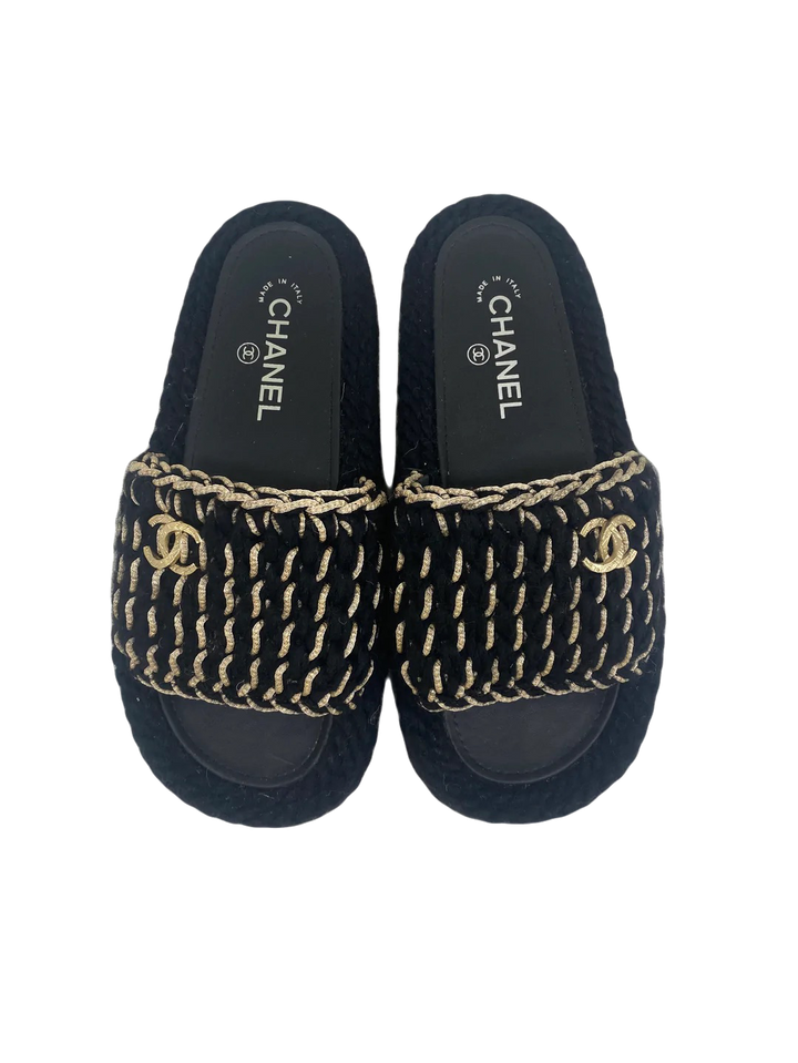 Gold chanel slides store